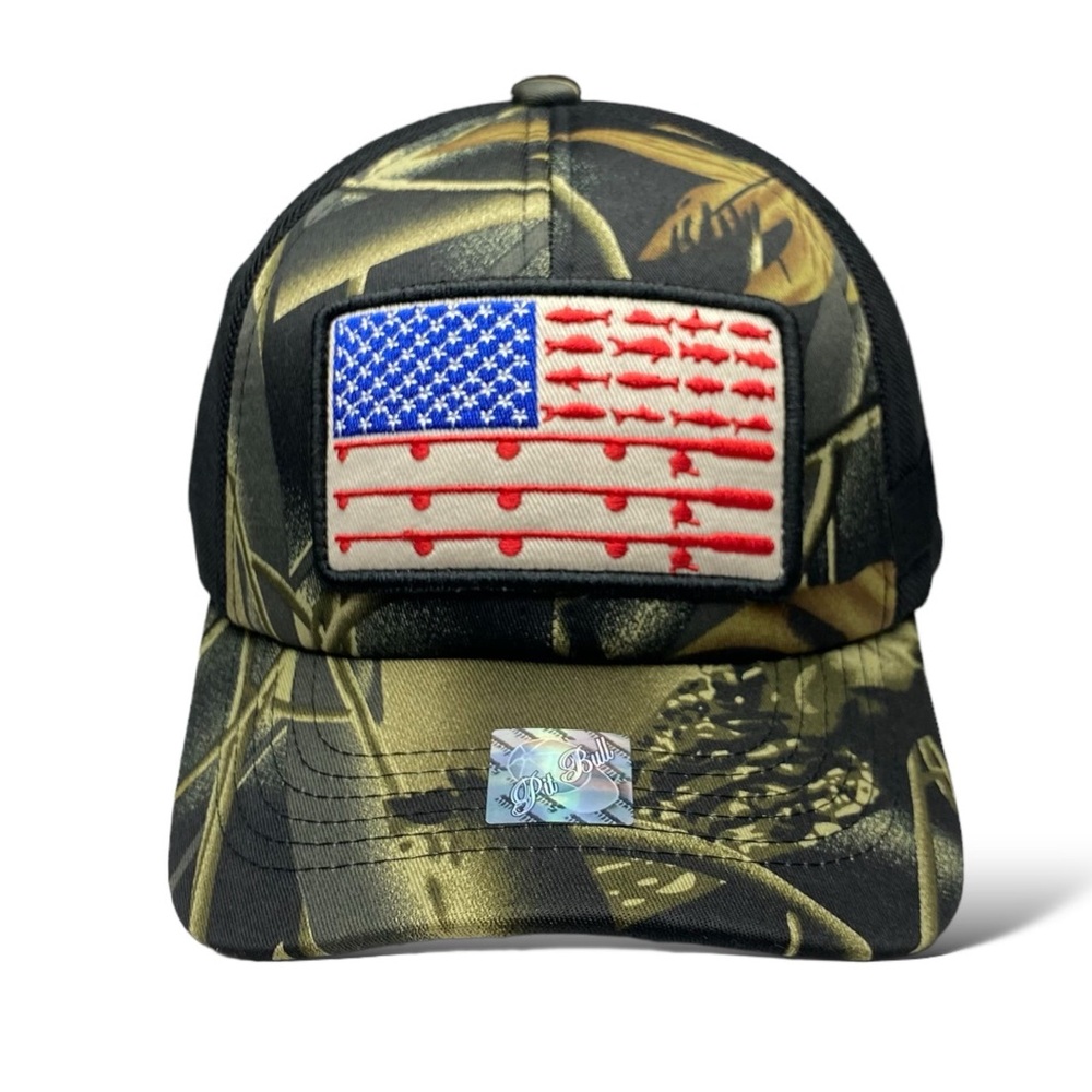 USA American Flag Embroidered Patch Camo Baseball Cap, Fishing Hat